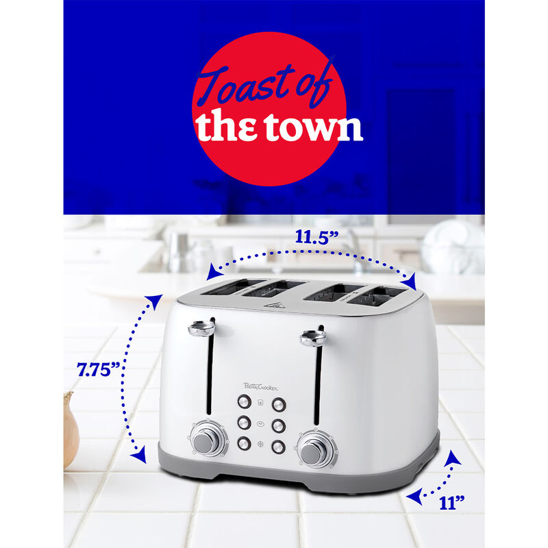 Betty Crocker 4-Slice Toaster, White image number 7