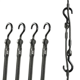 The Perfect Bungee 36" Adjust-A-Strap Adjustable Bungee Strap, Black, 4-Pack