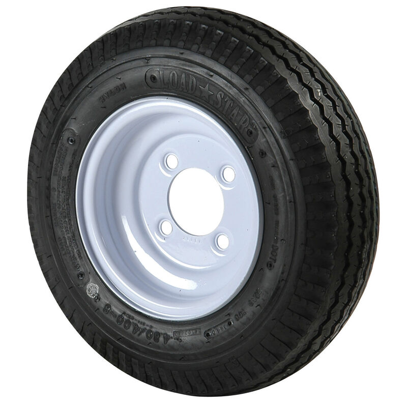 Kenda Loadstar 4.80 x 8 Bias Trailer Tire w/4-Lug Standard White Rim image number 1