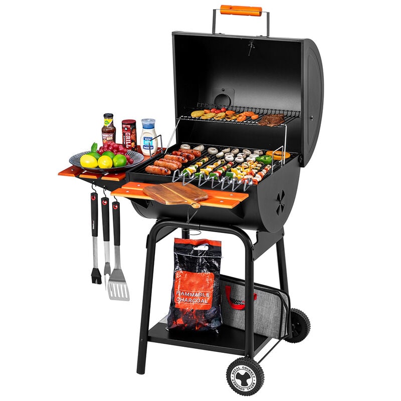 Royal Gourmet 24in Charcoal Grill w/ Wood Shelves - CC2024