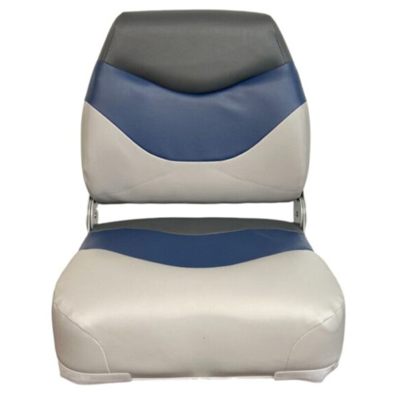 Horizon Manufacturing 19" Tracker Style Boat Seat, Mid Back, Fold Down - Marble/Navy/Charcoal image number 3