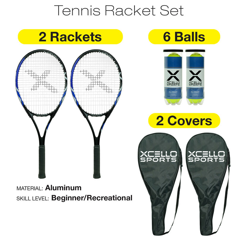 Xcello Sports Tennis Racket Set, Blue/Black image number 2