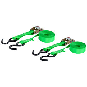CURT 15' Dark Green Cargo Straps with S-Hooks, 300 lbs., 2-Pack