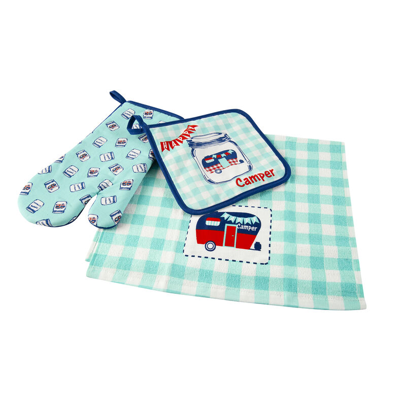 3-Piece Happy Camper Mason Jar Design Kitchen Set image number 1