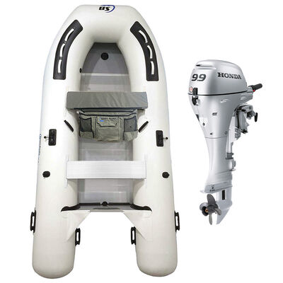 Island Hopper Shark 9.8' Aluminum Floor Inflatable Sport Boat with Honda 9.9 HP Outboard with 15" Shaft