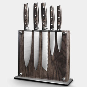 Art and Cook 6 Piece Knife Set with Magnetic Wood Block in Dark Walnut