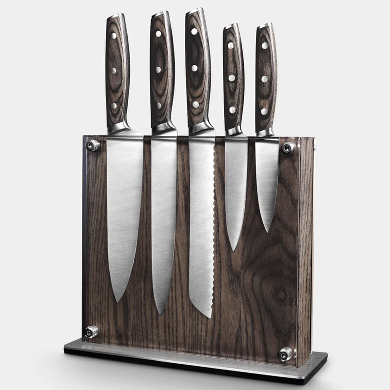 Art and Cook 6 Piece Knife Set with Magnetic Wood Block in Dark Walnut