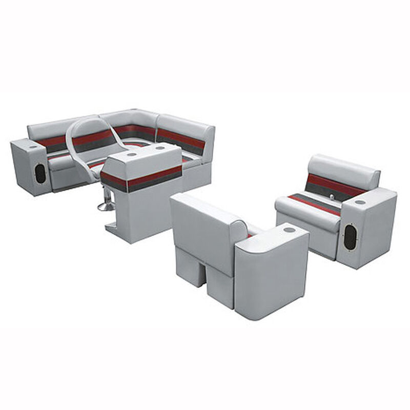 Deluxe Pontoon Furniture w/Toe Kick Base, Group 6 Package, Gray/Red/Charcoal image number 1