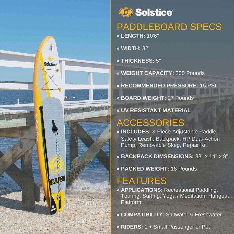 Solstice Bali 2.0 Inflatable SUP, 10'6" image number 6