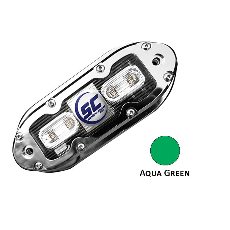 Shadow-Caster SCM-4 LED Underwater Light w/20' Cable - 316 SS Housing - Aqua Green image number 1