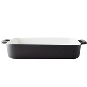 Art and Cook 15in Large Rectangular Stoneware Baking Dish, Black