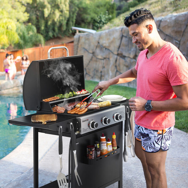 Royal Gourmet 3-Burner Propane Grill w/ Side Shelves & Rack image number 6