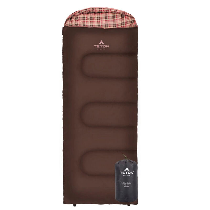 TETON Sports Celsius Junior 20&deg;F Sleeping Bag, Brown/Pink, Right Zipper image number 2