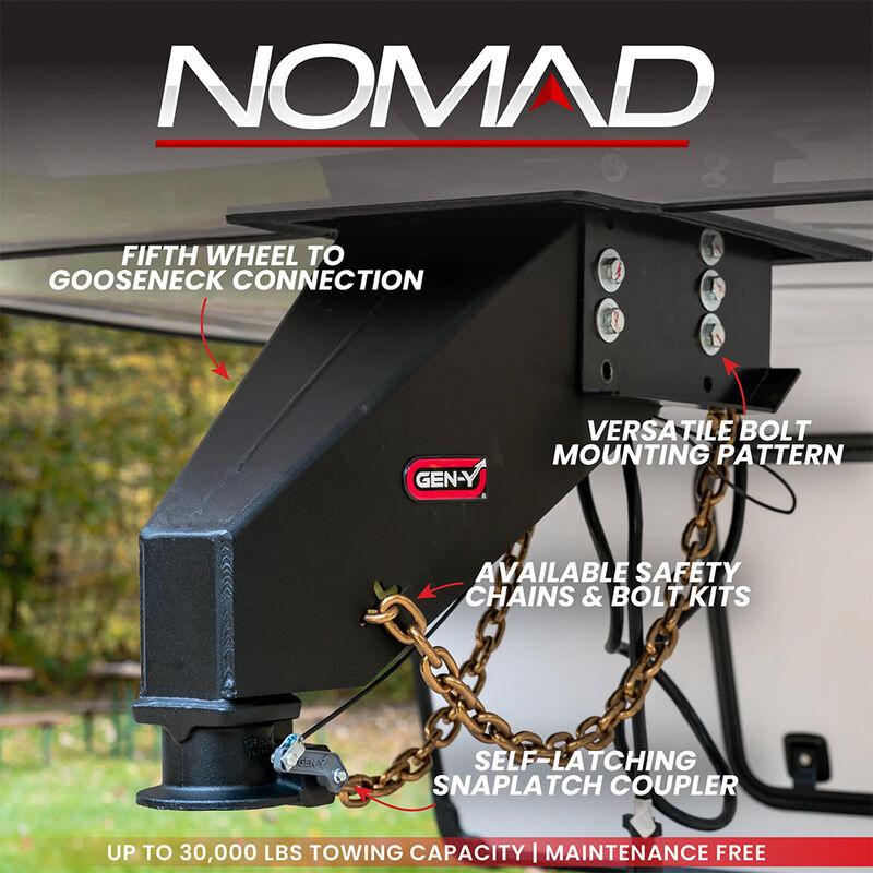 GEN-Y Hitch NOMAD Fifth Wheel to Gooseneck Static Pin Box with SnapLatch Coupler, 30,000-lb. Towing, 1621, 1116, 1716 Frames image number 4