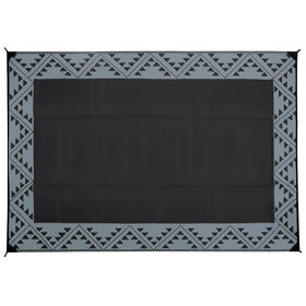 Reversible RV Patio Mat with Aztec Border Design