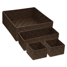 4 Piece Woven Tote Set, Chocolate 