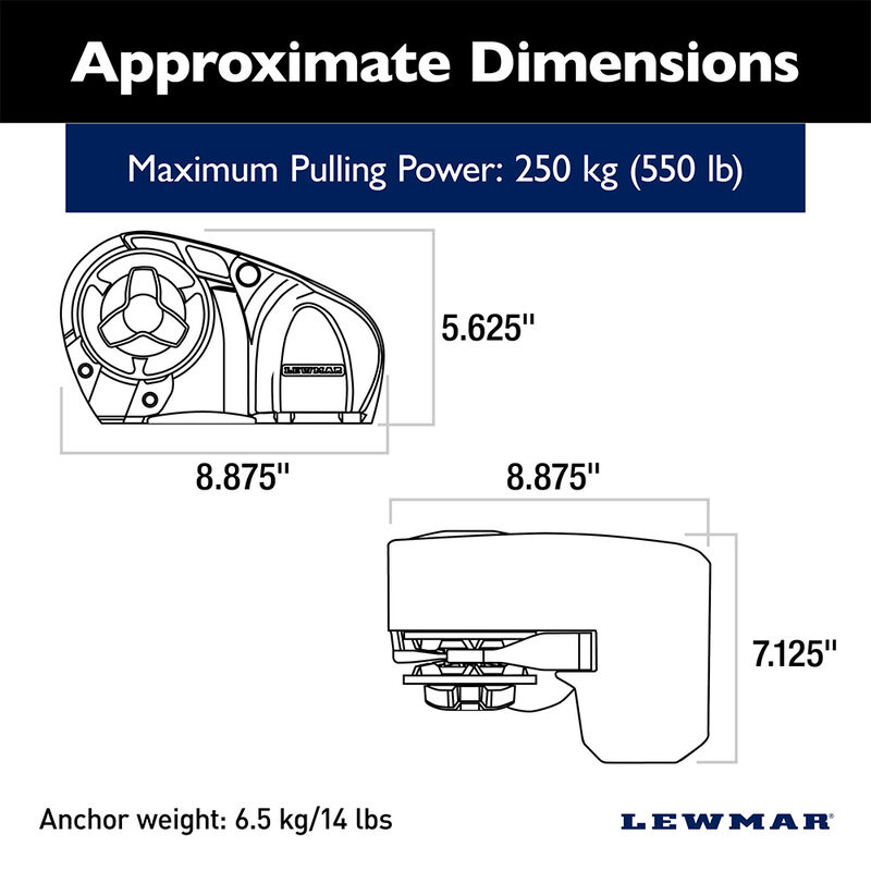 Lewmar Pro Sport 550 12V, 1/4" Gypsy image number 2