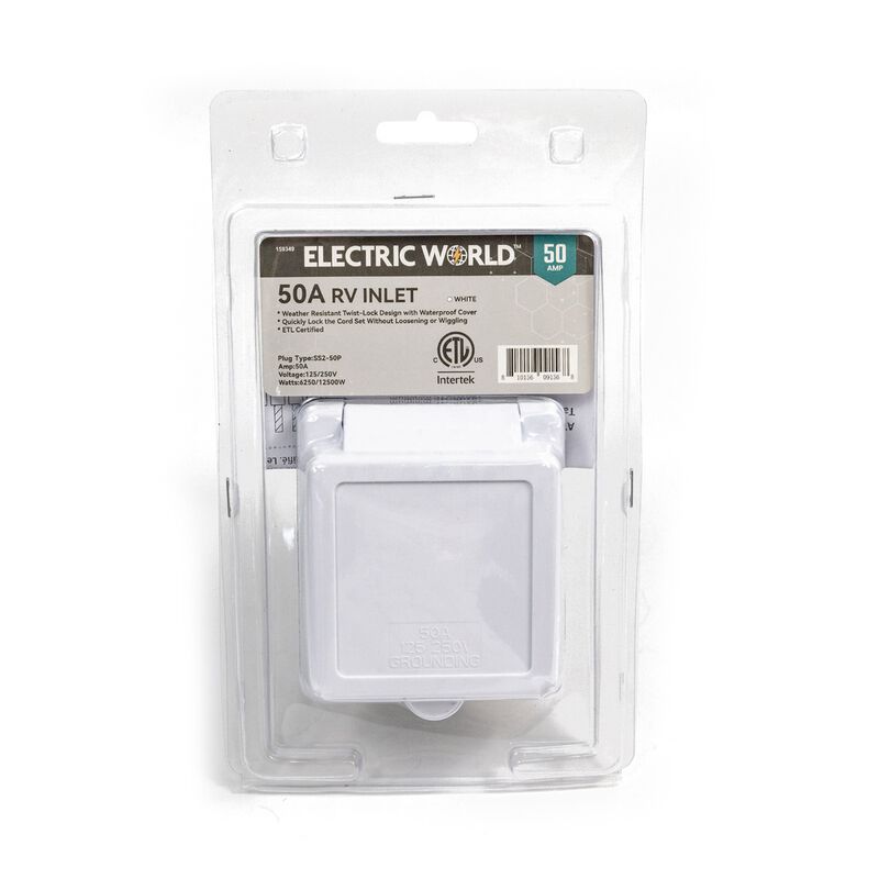 Electric World White 50A RV Inlet  image number 8