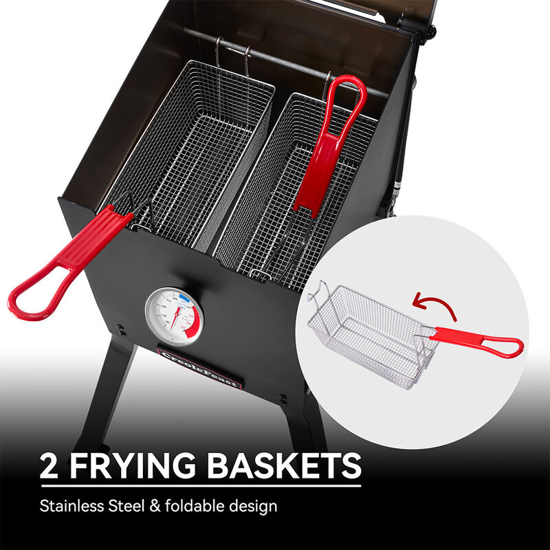 Royal Gourmet Creole Feast 17QT Propane Deep Fryer w/ Baskets & Lid image number 14