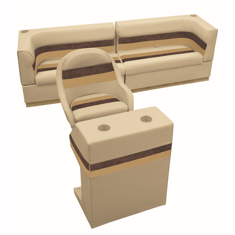 Deluxe Pontoon Furniture w/Toe Kick Base - Rear Traditional Package, Sand/Ch/Gld image number 1