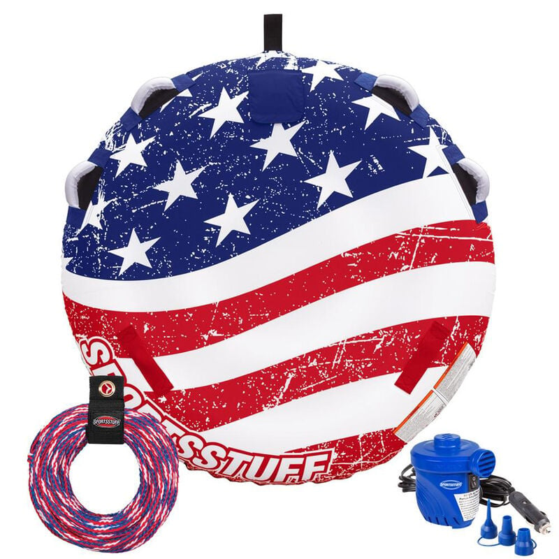 Sportsstuff Stars And Stripes 1-2-Person Tube with Tow Rope & Pump image number 1