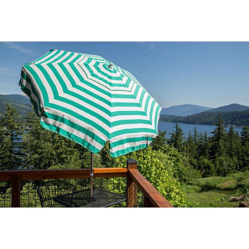 Italian 6 ft Patio Umbrella Acrylic Stripes Jade Green and White image number 3