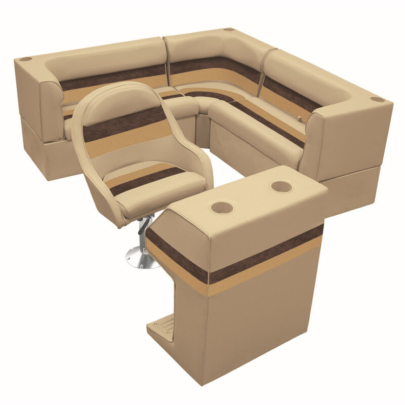 Deluxe Pontoon Furniture w/Classic Base - Rear Group Package C, Sand/Chestnt/Gld image number 1