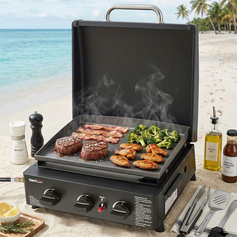 Royal Gourmet PD1503H Portable 3-Burner Propane Griddle with Hood image number 2
