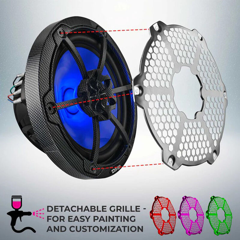 DS18 NXL-8 8" Two-Way Coaxial Marine Speakers with RGB LED Lights, Pair image number 2