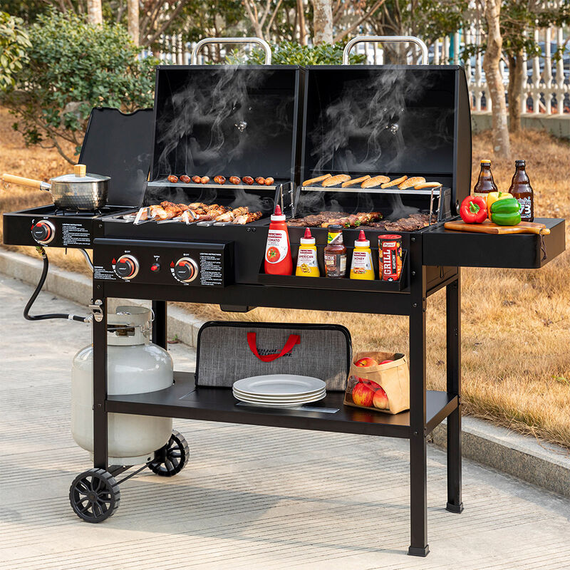 Royal Gourmet ZH3005 2-Burner Gas + Charcoal Combo Grill with Side Burner image number 15