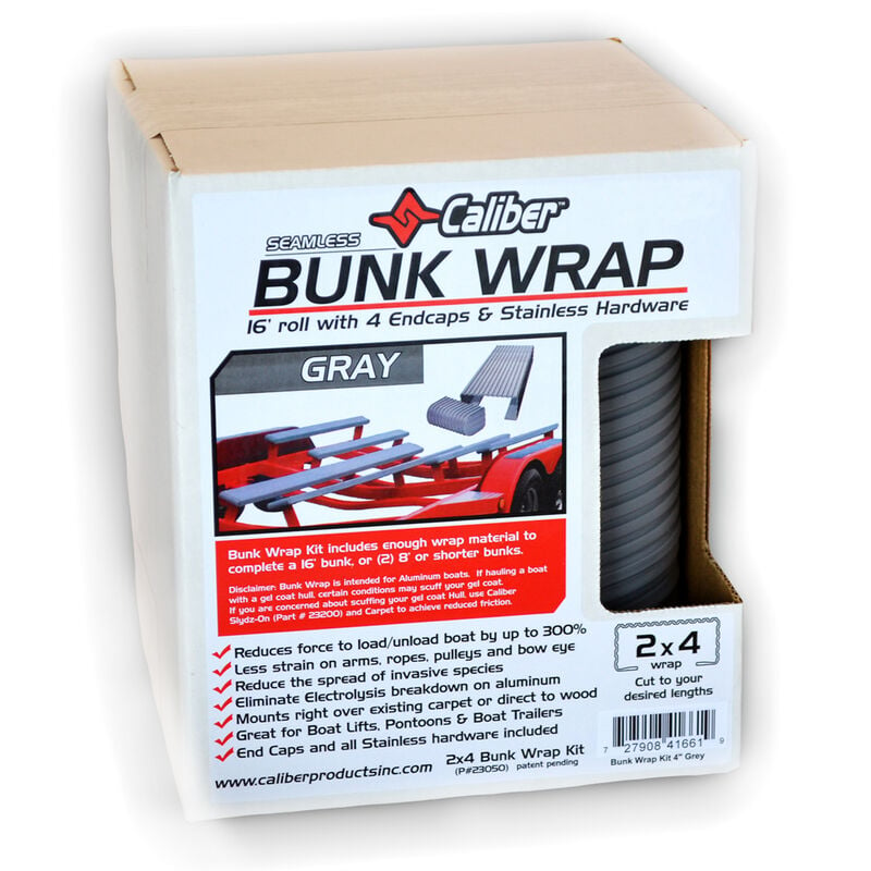 Caliber 2" x 4" Bunk Wrap Kit, 24' Roll with 4 Endcaps, Gray image number 1
