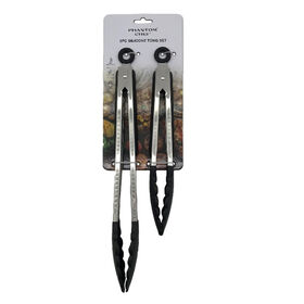 Phantom Chef 2-Piece Silicone Tong Set, Black