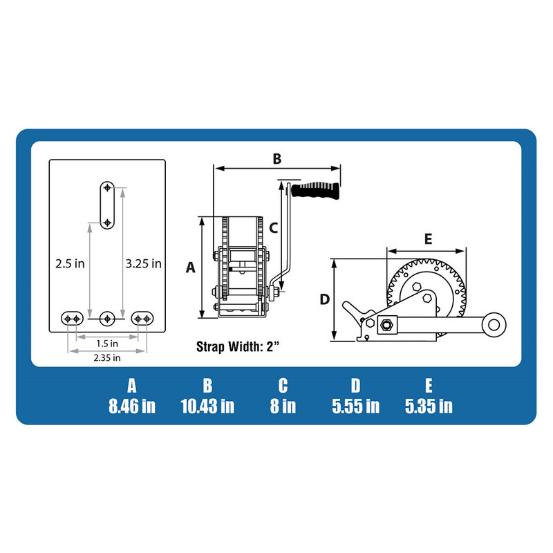 Overton's 1,200-lb. Single Speed Trailer Winch With 20' Strap image number 2