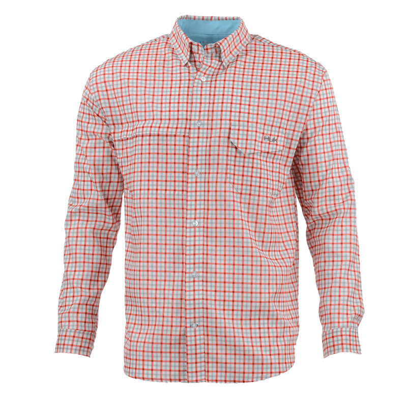 HUK Men's Tide Point Woven Plaid Long-Sleeve Shirt image number 7