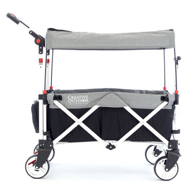Creative Outdoor Pack and Push Ultra Compact Folding Stroller Wagon with Canopy
