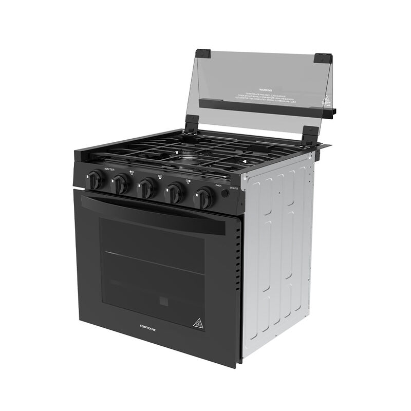 CONTOURE GR-21TCBB 21" 3-Burner Drop-In Gas Range, Black image number 4