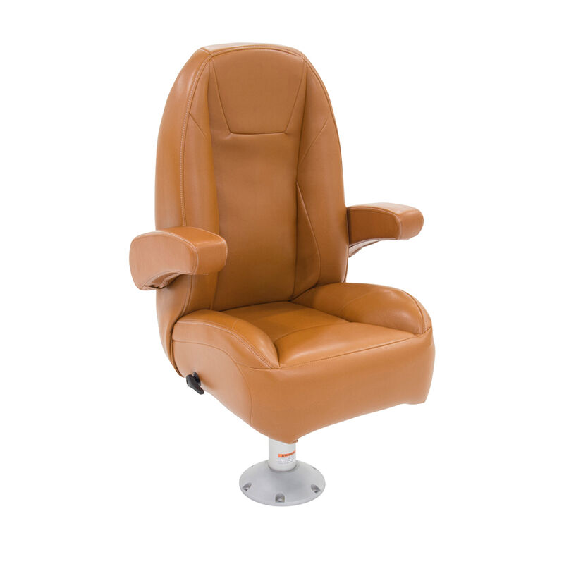 Mid Back Recliner Premium Pontoon Helm Seat - Cognac image number 2