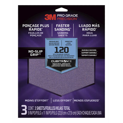 3M Sanding Sheets with No-Slip Grip, 120-grit