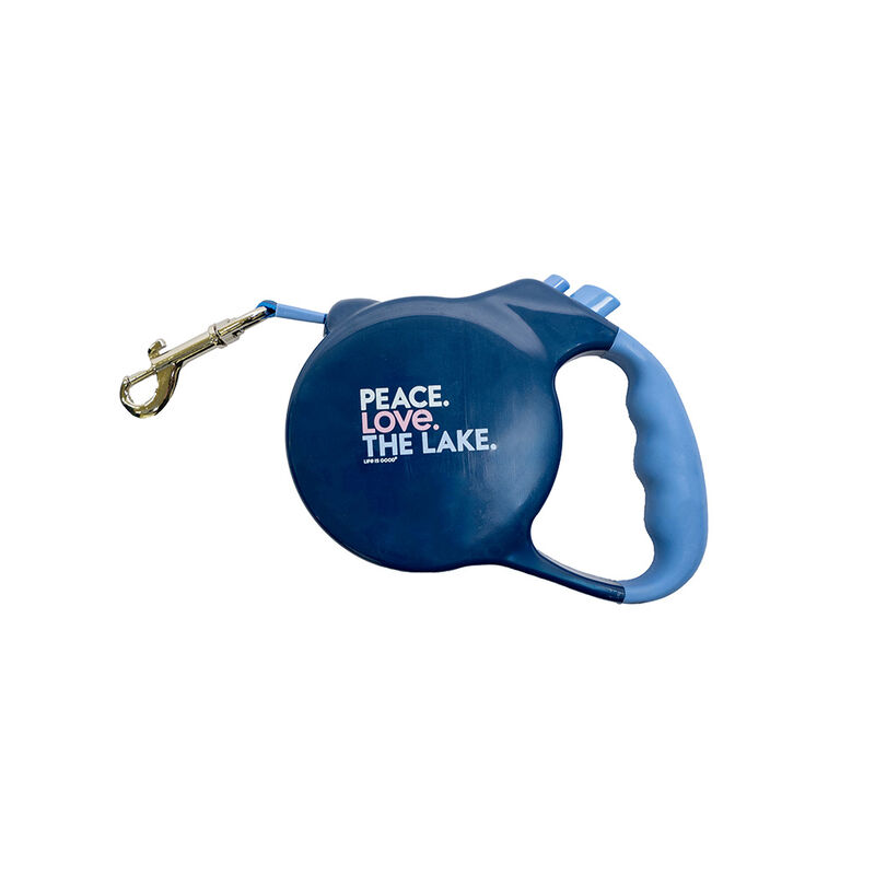 Life is Good Peace.Love.The Lake. 16' Retractable Leash, Blue