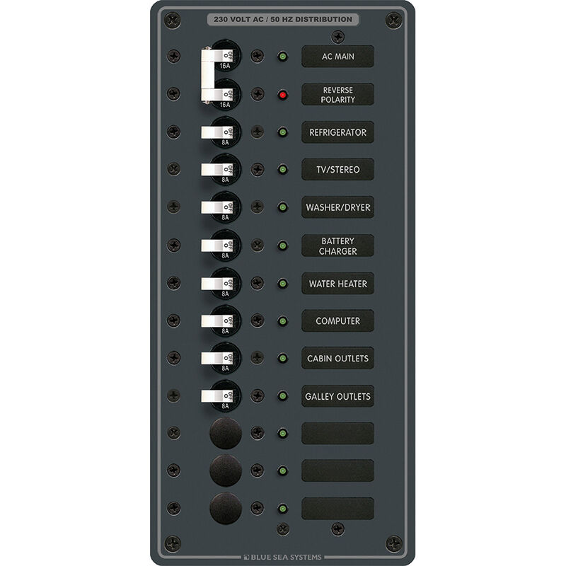 Blue Sea 230V AC Main + 11 Position Circuit Breaker Panel image number 1