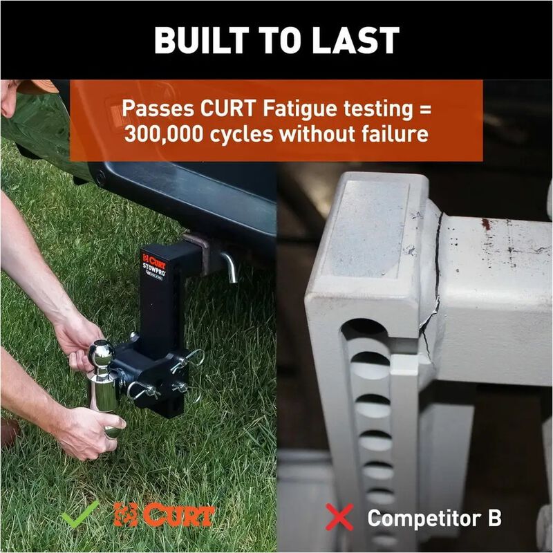 CURT StowPro Ball Mount, 9 in Drop, 2 in Shank, Dual Ball #45963 image number 6