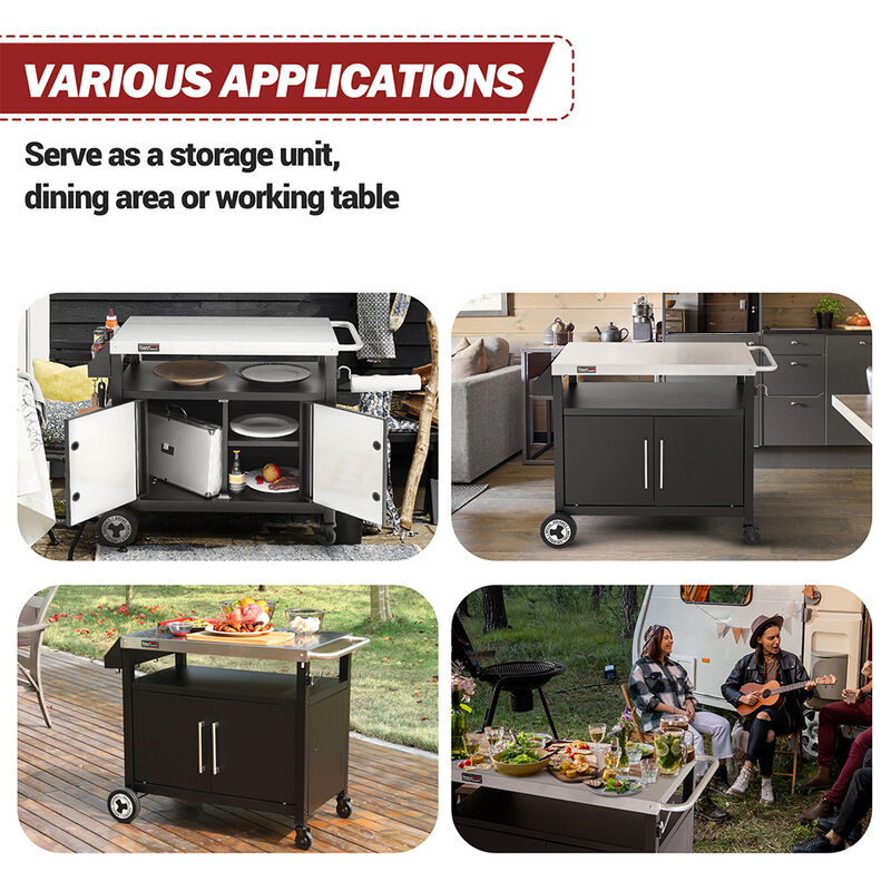 Royal Gourmet Movable Grill Prep Table with Storage image number 4