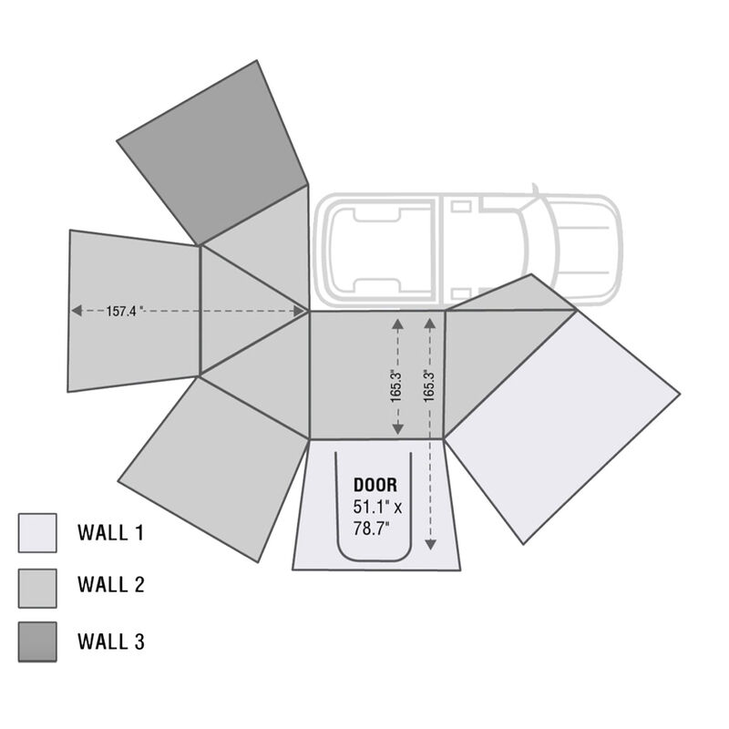 Overland Vehicle Systems Nomadic 270 Awning Wall 2, Passenger Side, Dark Gray image number 2