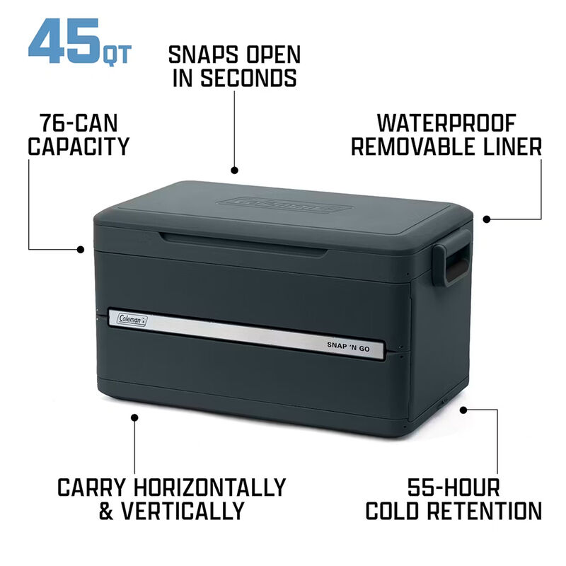 Coleman Snap 'N Go 45-Quart Collapsible Hard Cooler, Mussel image number 12