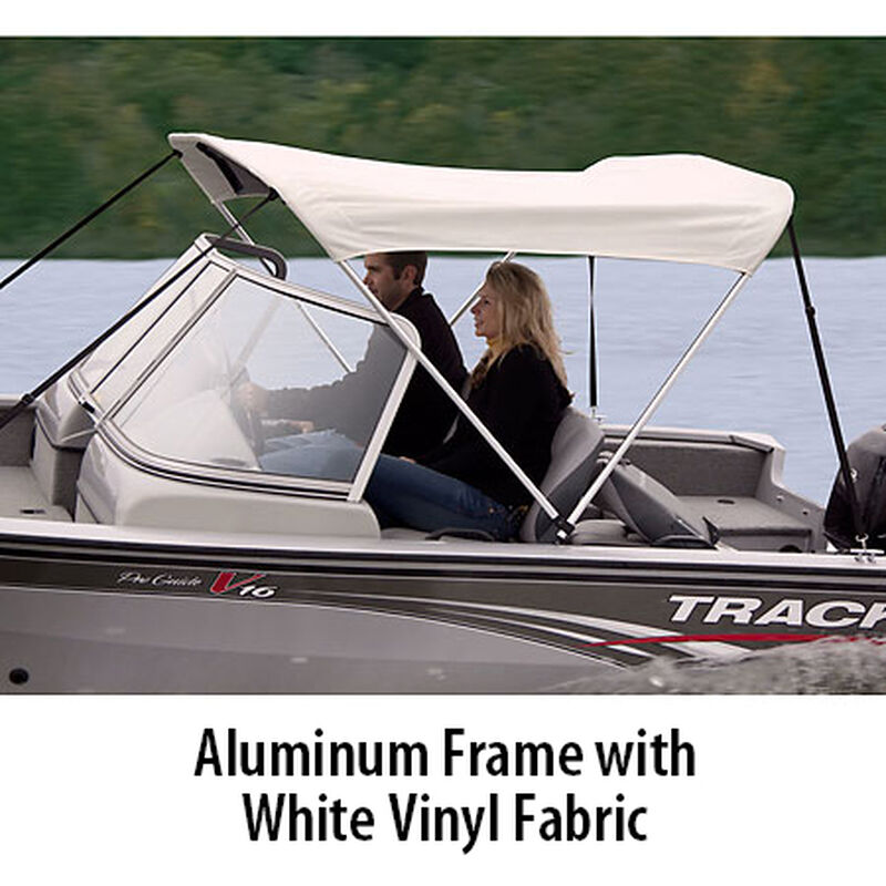 Shademate White Vinyl 2-Bow Bimini Top, 5'6"L x 42"H, 67"-72" Wide image number 1