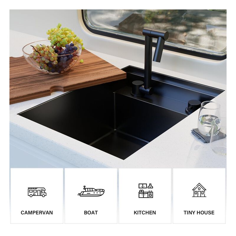 WELLFE RV Kitchen 16 x 21 x 9 in Undermount Bar Sink, 16 Gauge image number 6