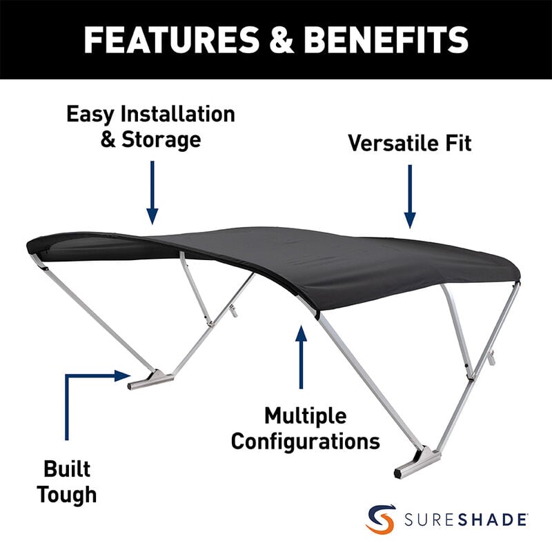 SureShade Pontoon Power Bimini Top, Clear Frame image number 2