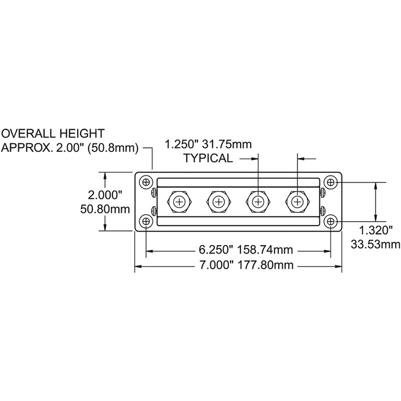 Blue Sea PowerBar 600-Amp Common Busbar, (4) 3/8"-16 Studs image number 2