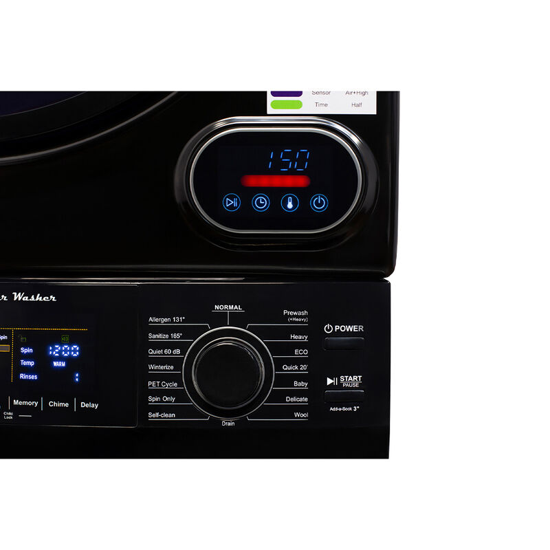 Equator Stackable EW 826 Washer + ED 866 DL Dryer Set in Black image number 18