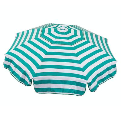 Italian 6 ft Patio Umbrella Acrylic Stripes Jade Green and White